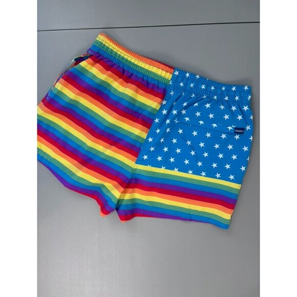 Chubbie's love is love pride american flag mesh lined swim trunks 3" inseam - Picture 4 of 5